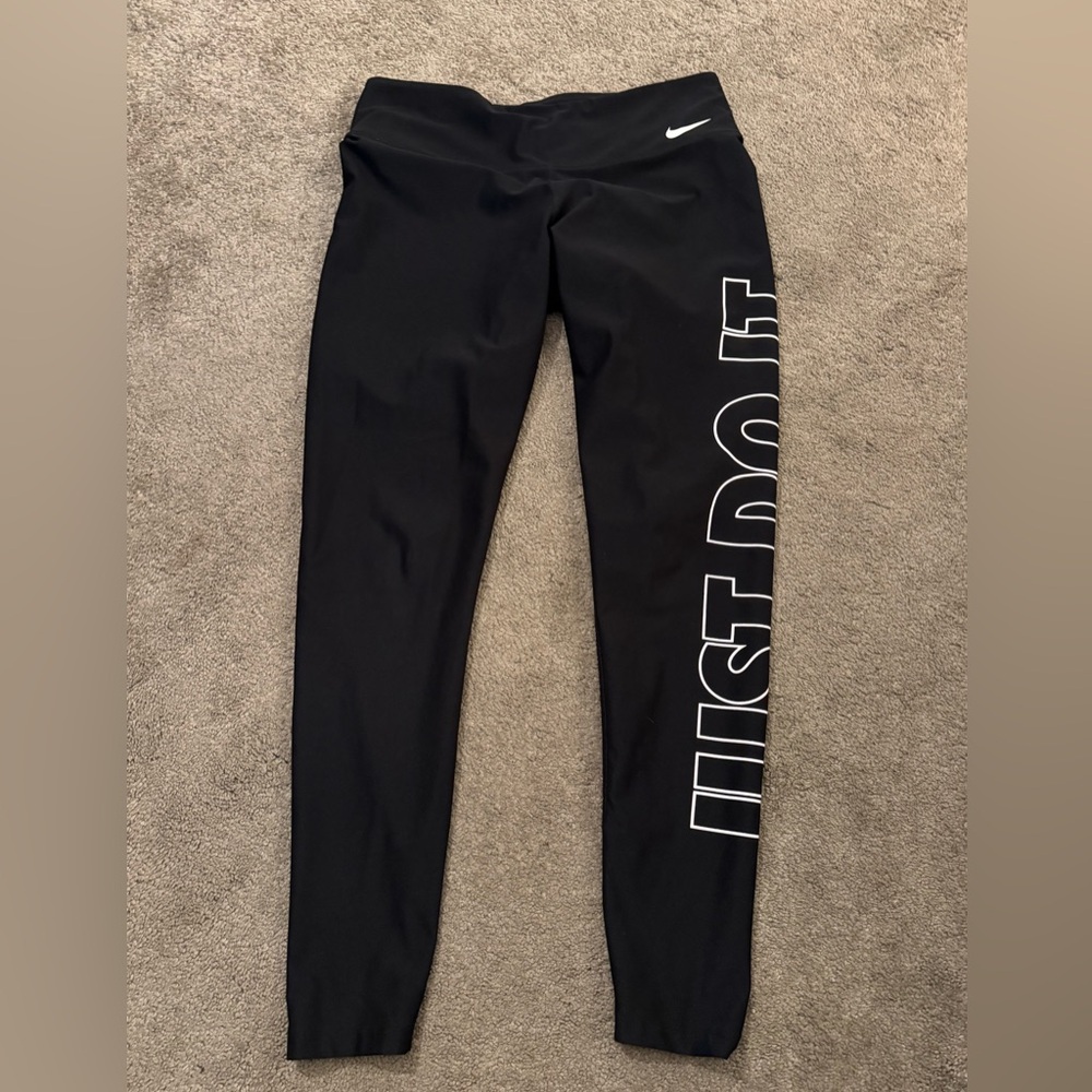 Nike Black Leggings with Bold Slogan